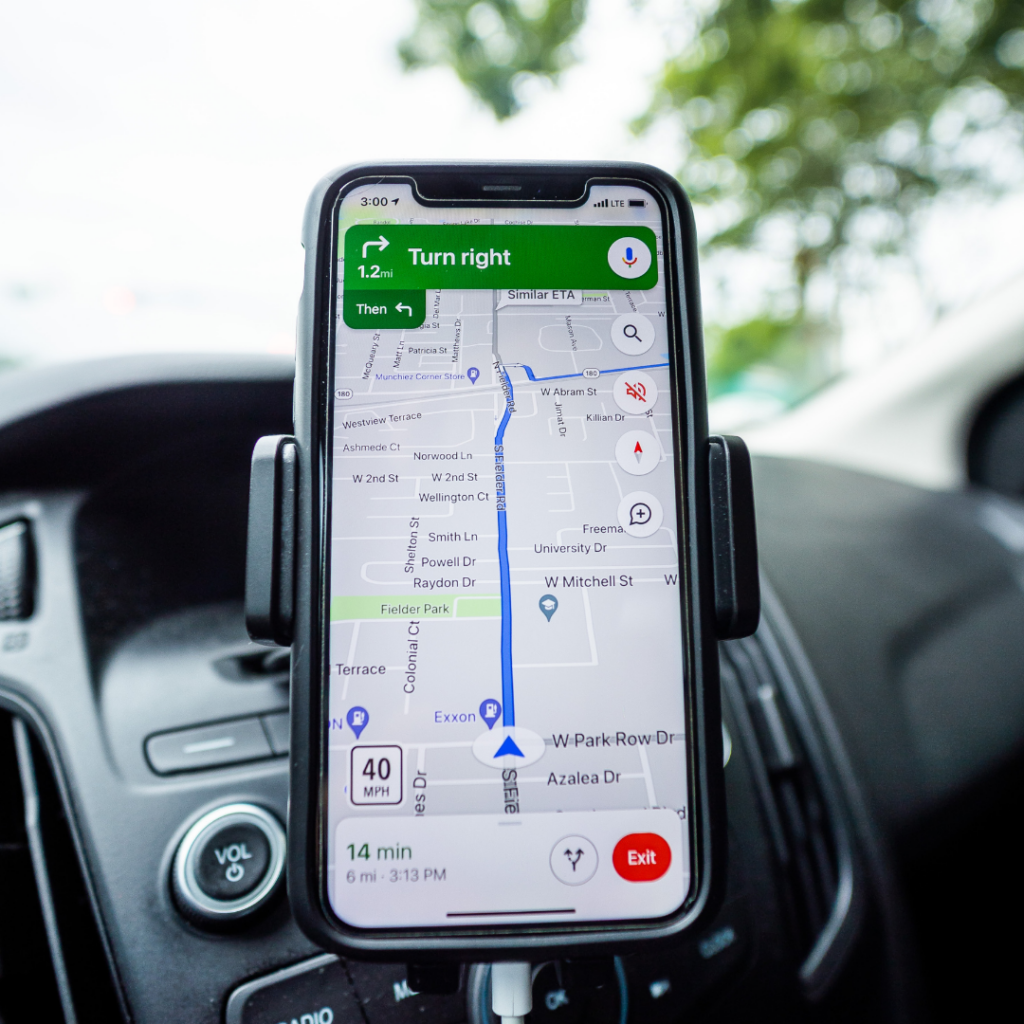 Map directions on a phone while driving